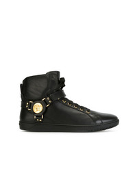 Sneakers alte in pelle nere di Versace Collection