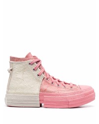 Sneakers alte in pelle rosa di Converse