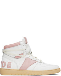 Sneakers alte in pelle rosa di Rhude