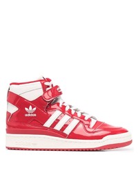 Sneakers alte in pelle rosse e bianche di adidas