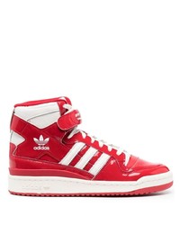 Sneakers alte in pelle rosse e bianche di adidas