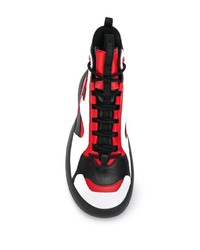 Sneakers alte in pelle rosse e bianche di Camper