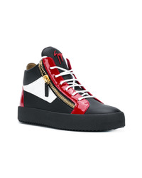 Sneakers alte in pelle rosse e nere di Giuseppe Zanotti Design