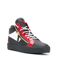 Sneakers alte in pelle rosse e nere di Giuseppe Zanotti Design
