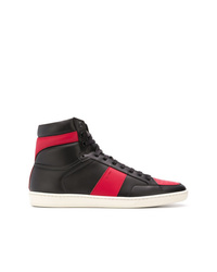 Sneakers alte in pelle rosse e nere di Saint Laurent