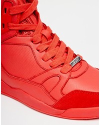 Sneakers alte in pelle rosse di DKNY