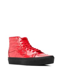 Sneakers alte in pelle rosse di Vans