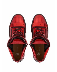 Sneakers alte in pelle rosse di Giuseppe Zanotti