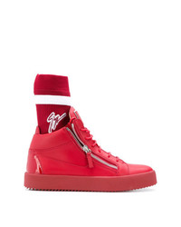 Sneakers alte in pelle rosse di Giuseppe Zanotti Design