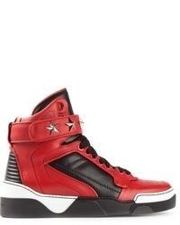 Sneakers alte in pelle rosse di Givenchy