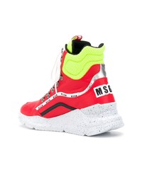 Sneakers alte in pelle rosse di MSGM