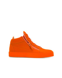 Sneakers alte in pelle scamosciata arancioni di Giuseppe Zanotti Design