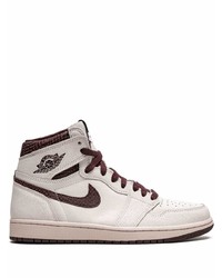 Sneakers alte in pelle scamosciata bianche di Jordan