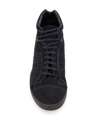 Sneakers alte in pelle scamosciata blu scuro di Kiton
