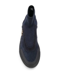 Sneakers alte in pelle scamosciata blu scuro di Mr & Mrs Italy