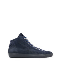 Sneakers alte in pelle scamosciata blu scuro di Leather Crown