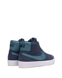 Sneakers alte in pelle scamosciata blu scuro di Nike