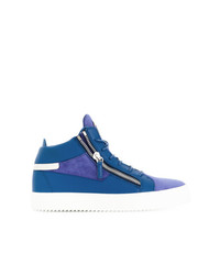 Sneakers alte in pelle scamosciata blu di Giuseppe Zanotti Design