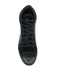 Sneakers alte in pelle scamosciata decorate nere di Louis Leeman