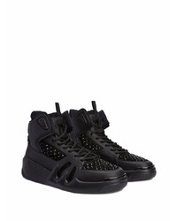 Sneakers alte in pelle scamosciata decorate nere di Giuseppe Zanotti