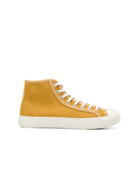 Sneakers alte in pelle scamosciata gialle