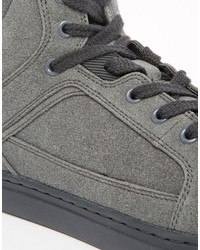 Sneakers alte in pelle scamosciata grigie di Asos