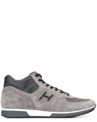 Sneakers alte in pelle scamosciata grigie di Hogan
