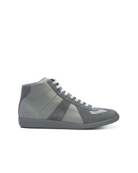 Sneakers alte in pelle scamosciata grigie di Maison Margiela