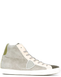 Sneakers alte in pelle scamosciata grigie di Philippe Model