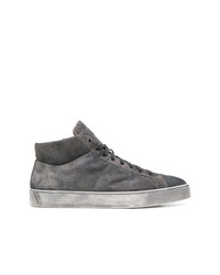 Sneakers alte in pelle scamosciata grigie di Santoni