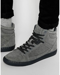 Sneakers alte in pelle scamosciata grigio scuro di Asos