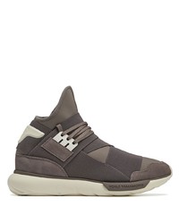 Sneakers alte in pelle scamosciata grigio scuro di Y-3