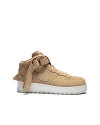 Sneakers alte in pelle scamosciata marrone chiaro di Nike