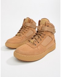 Sneakers alte in pelle scamosciata marrone chiaro di Timberland