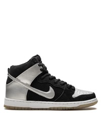 Sneakers alte in pelle scamosciata nere e argento di Nike