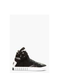 Sneakers alte in pelle scamosciata nere e bianche