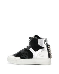 Sneakers alte in pelle scamosciata nere e bianche di Philipp Plein
