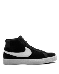 Sneakers alte in pelle scamosciata nere e bianche di Nike