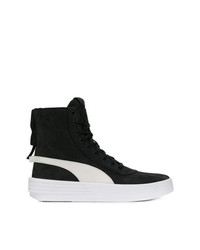 Sneakers alte in pelle scamosciata nere e bianche di Puma