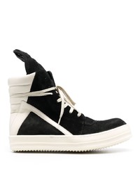 Sneakers alte in pelle scamosciata nere e bianche di Rick Owens DRKSHDW