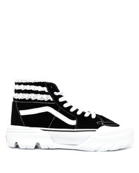 Sneakers alte in pelle scamosciata nere e bianche di Vans