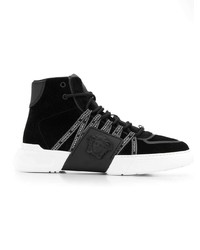 Sneakers alte in pelle scamosciata nere e bianche di Versace