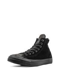 Sneakers alte in pelle scamosciata nere di Converse