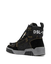 Sneakers alte in pelle scamosciata nere di Diesel