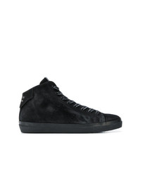 Sneakers alte in pelle scamosciata nere di Leather Crown