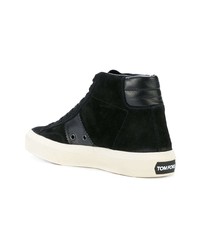 Sneakers alte in pelle scamosciata nere di Tom Ford