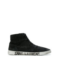 Sneakers alte in pelle scamosciata nere di Saint Laurent