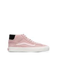 Sneakers alte in pelle scamosciata rosa di Vans