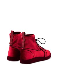 Sneakers alte in pelle scamosciata rosse di Giuseppe Zanotti