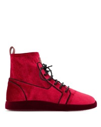 Sneakers alte in pelle scamosciata rosse di Giuseppe Zanotti